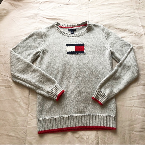 Light Grey Tommy Hilfiger Knitted Sweater - Picture 1 of 10